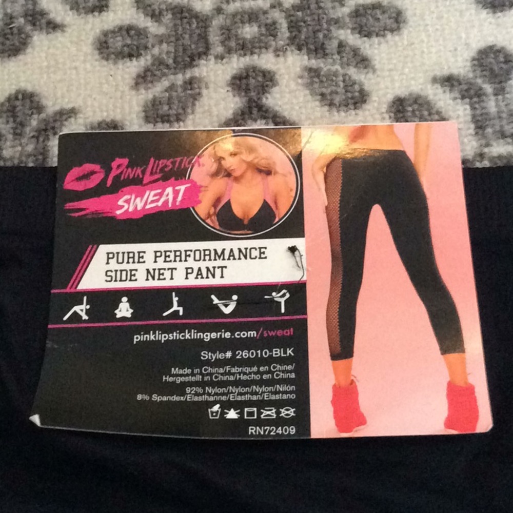 Athletic Stretch Pants Crop Net Black Size S/M - Picture 6 of 7